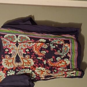 Maeve Navy Blue T-Shirt With Paisley Overlay